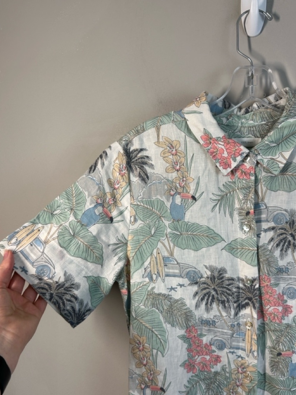 C&C California 100% Linen Beach Toucan Surf Shirt Dress Size S - Picture 11 of 13
